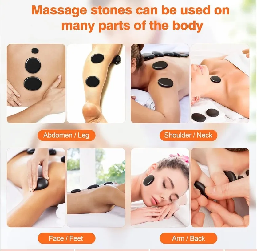 Portable Hot Stones Massage Kit - 20 pcs