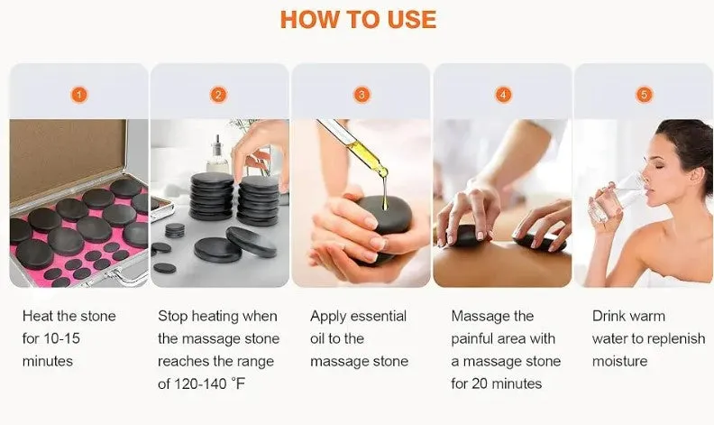Portable Hot Stones Massage Kit - 20 pcs