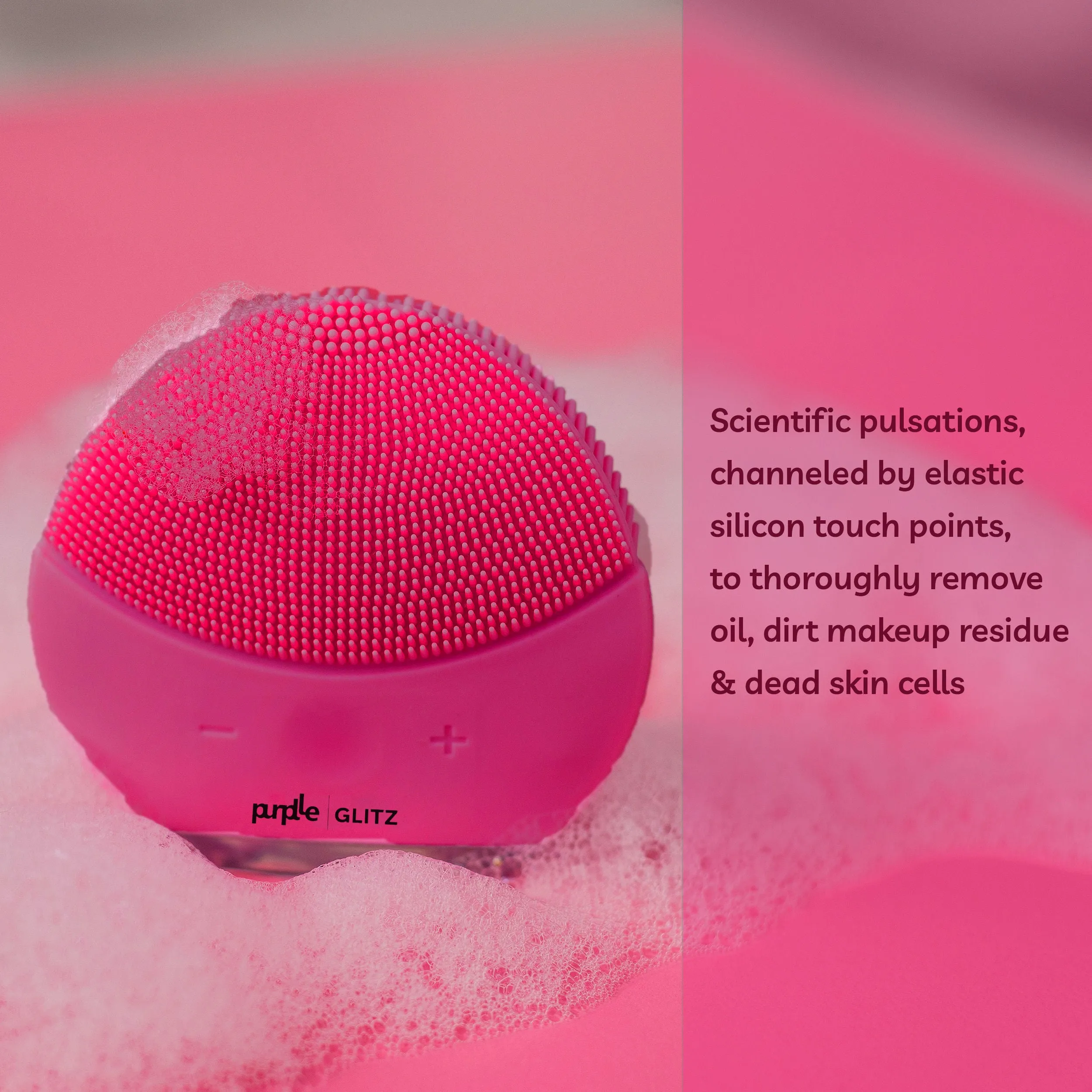 Purplle Glitz Facial Cleansing Brush | Face Appliance | Smoothening | Combats Pollution | Portable | Removes dead skin cells | Multiple speeds