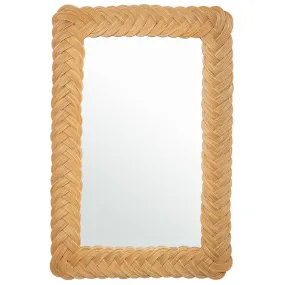 Rectangular Braided Wicker Decorative Wall Mirror, 24 x 36 Inch, Natural