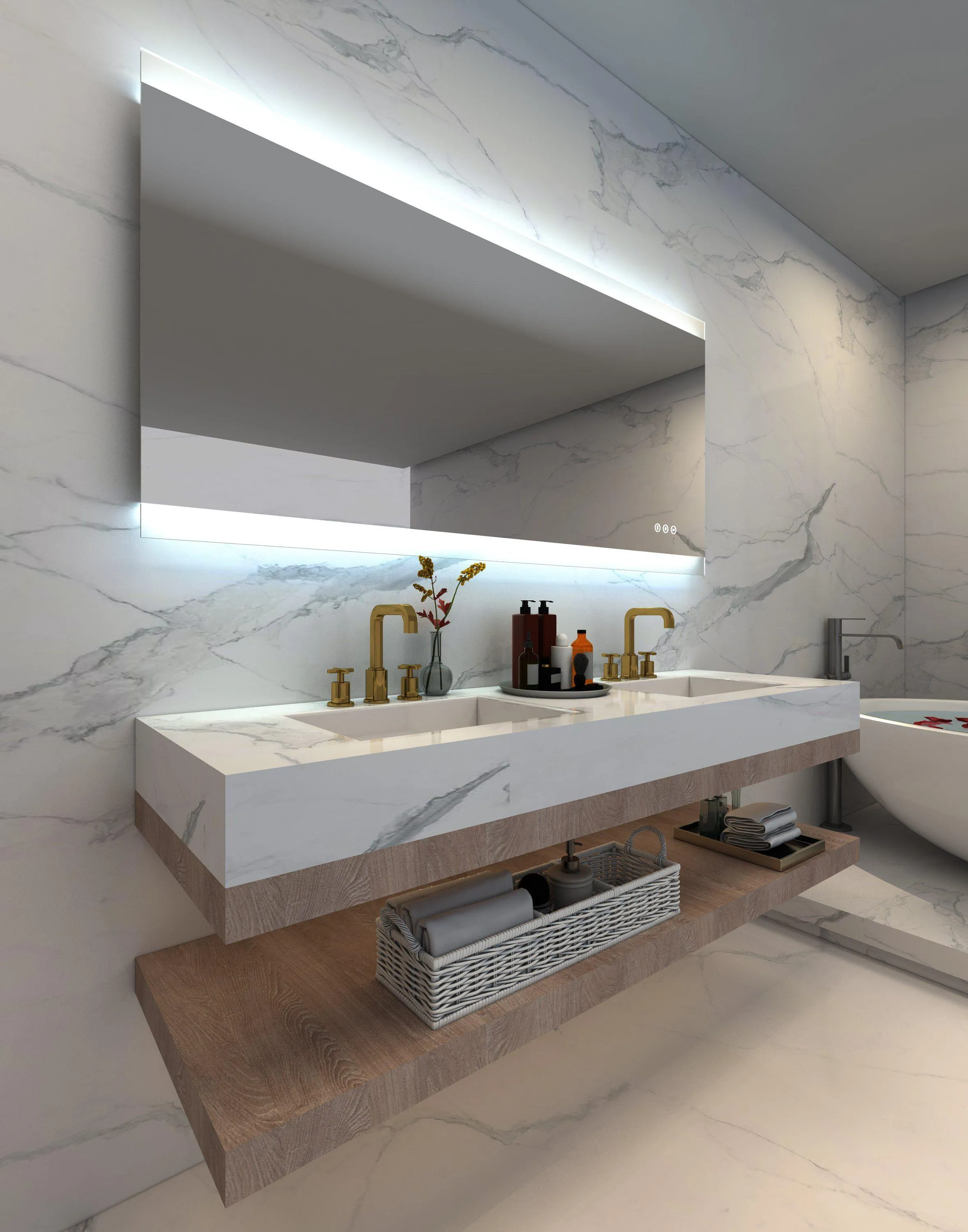 Remer Miro Backlit Bathroom Mirror - Optional Bluetooth Audio
