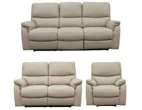 Salvador 3 Piece Leather Recliner Set - Beige
