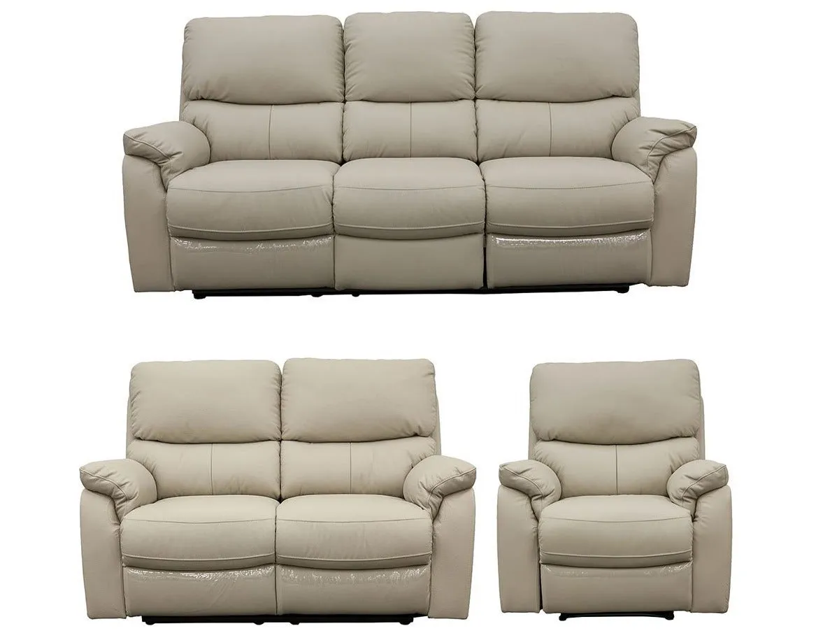 Salvador 3 Piece Leather Recliner Set - Beige