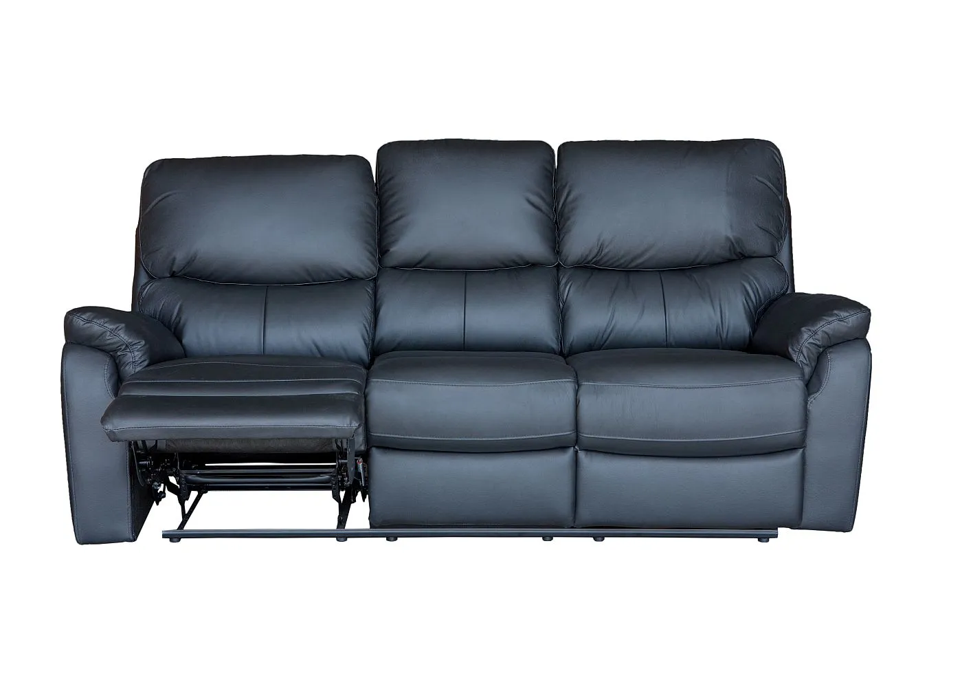 Salvador 3 Seater Leather Recliner Sofa - Black