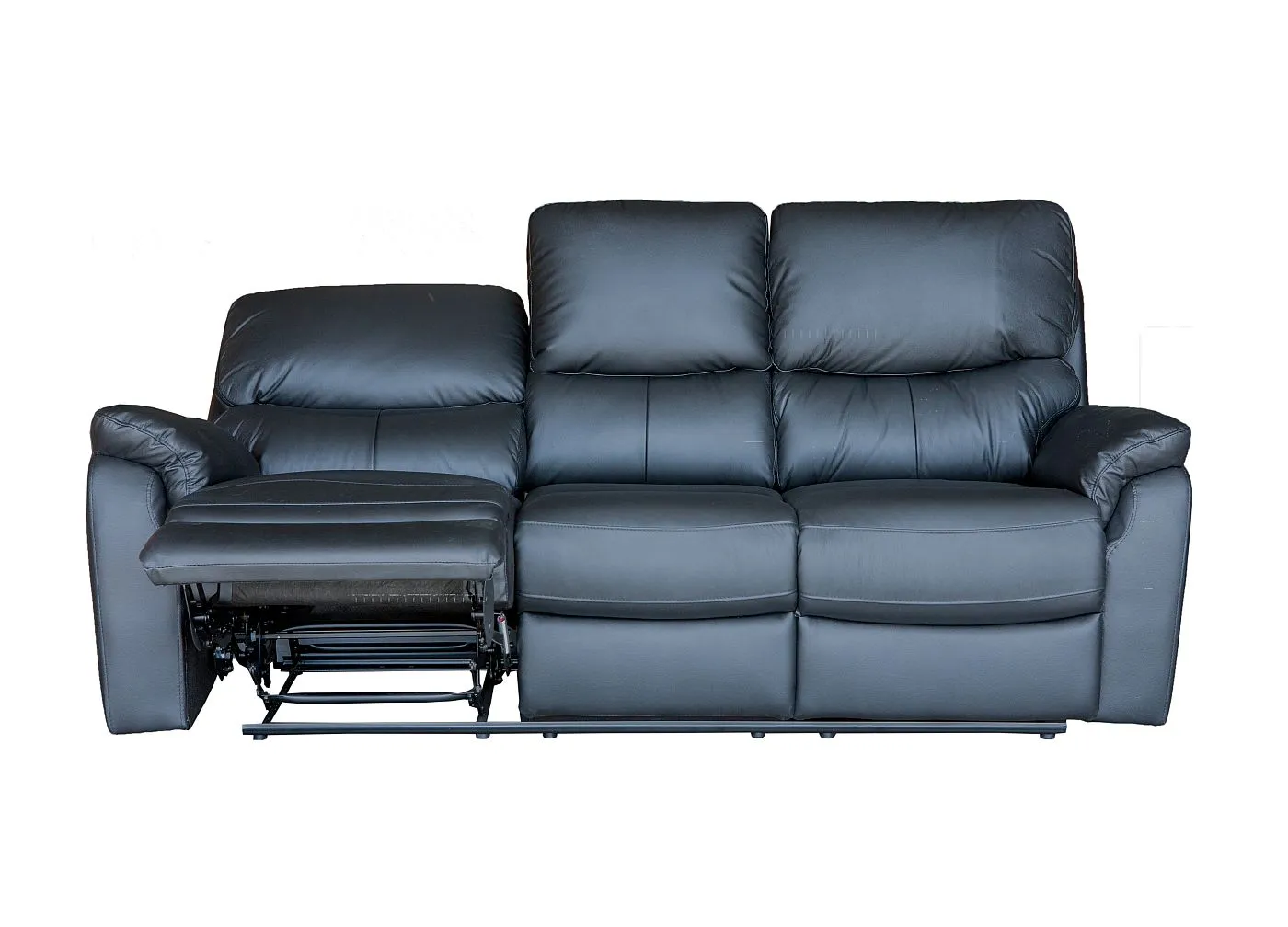 Salvador 3 Seater Leather Recliner Sofa - Black