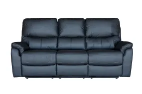 Salvador 3 Seater Leather Recliner Sofa - Black