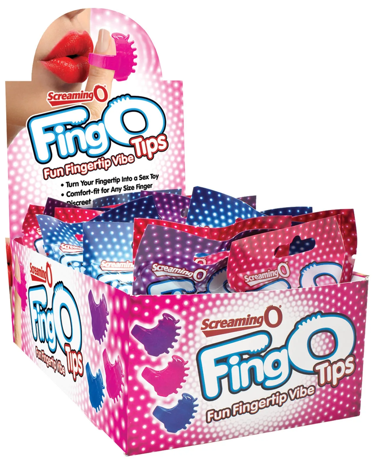 Screaming O FingO Tips - Asst. Colors Display of 18