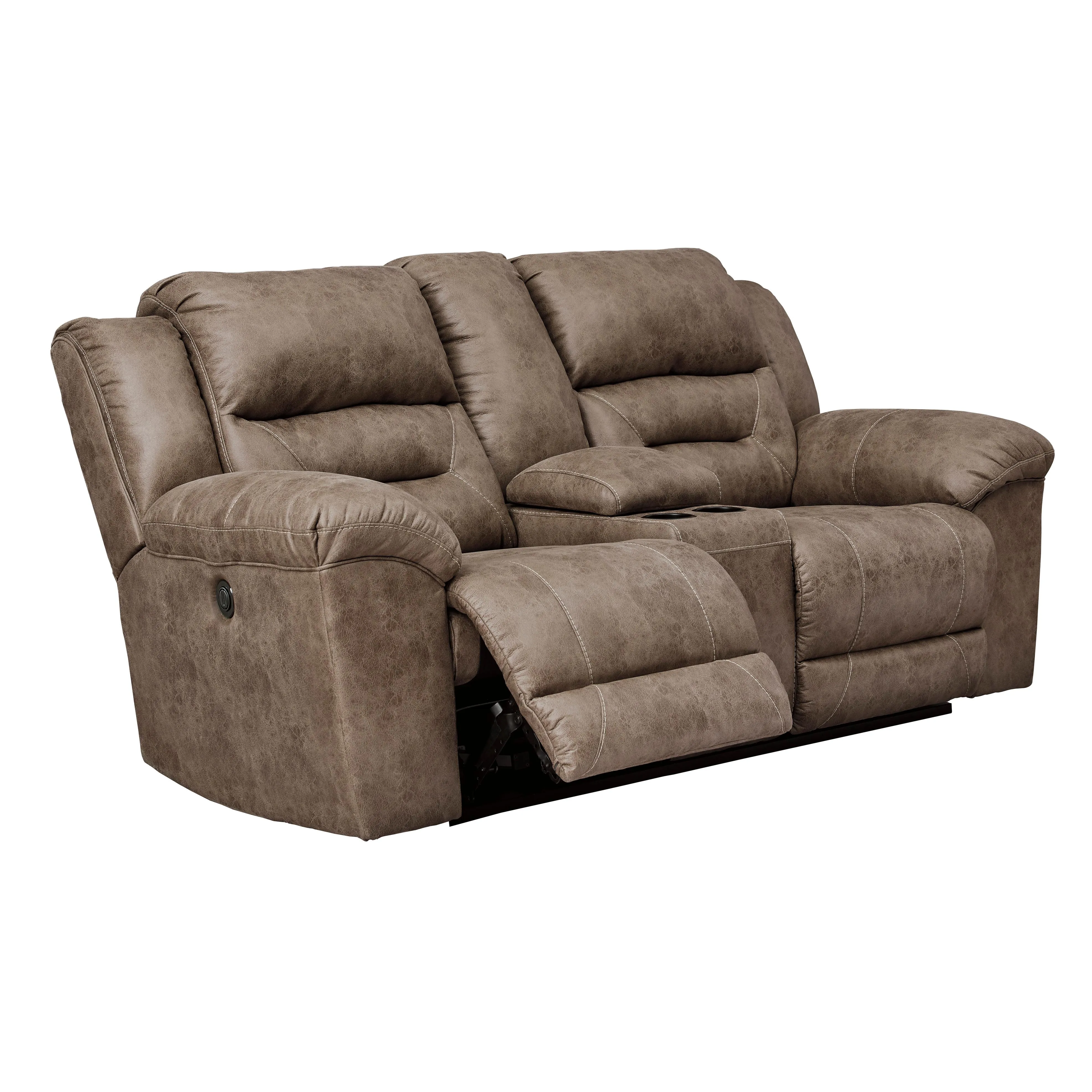 Signature Design by Ashley Stoneland Power Reclining Leather Look Loveseat with Console 3990596C