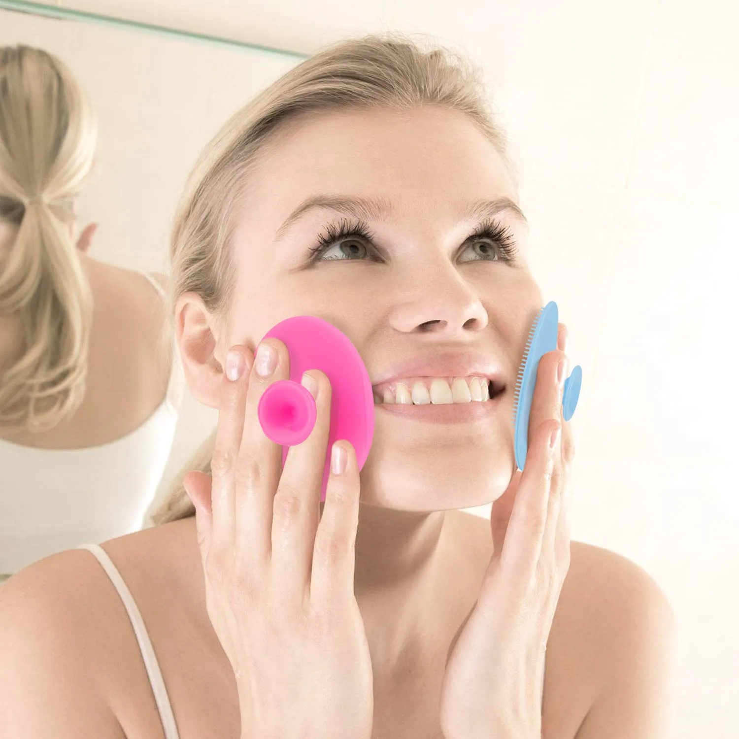 Silicone Face Scrubbers Exfoliator Brush-Facial Cleansing Brush Blackhead Scrubber Exfoliating Brush-Facial Cleansing Pads Precision Pore Cleansing Pad Acne Removing Face Brush-2 Pack, White