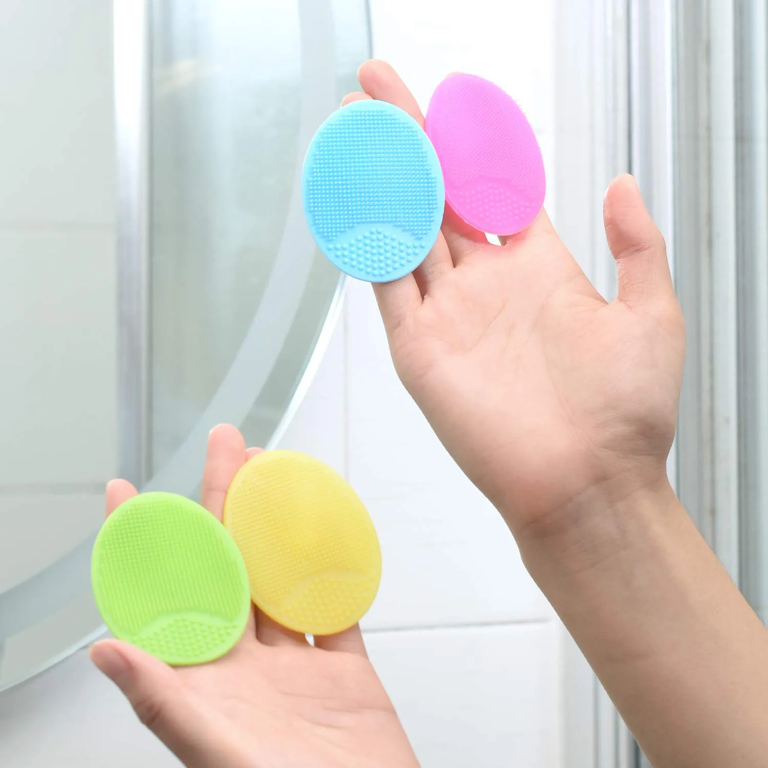 Silicone Face Scrubbers Exfoliator Brush-Facial Cleansing Brush Blackhead Scrubber Exfoliating Brush-Facial Cleansing Pads Precision Pore Cleansing Pad Acne Removing Face Brush-2 Pack, White