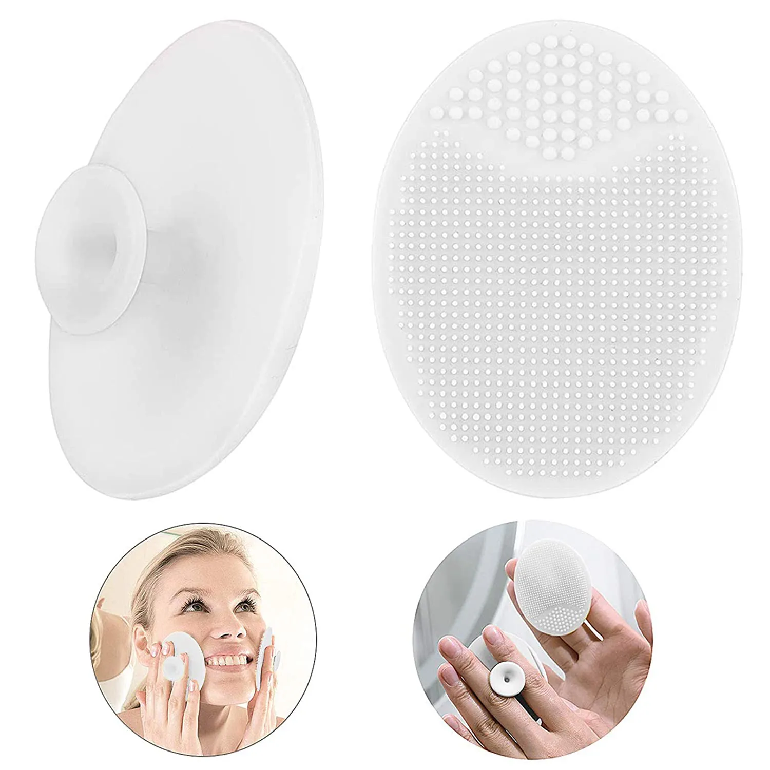 Silicone Face Scrubbers Exfoliator Brush-Facial Cleansing Brush Blackhead Scrubber Exfoliating Brush-Facial Cleansing Pads Precision Pore Cleansing Pad Acne Removing Face Brush-2 Pack, White