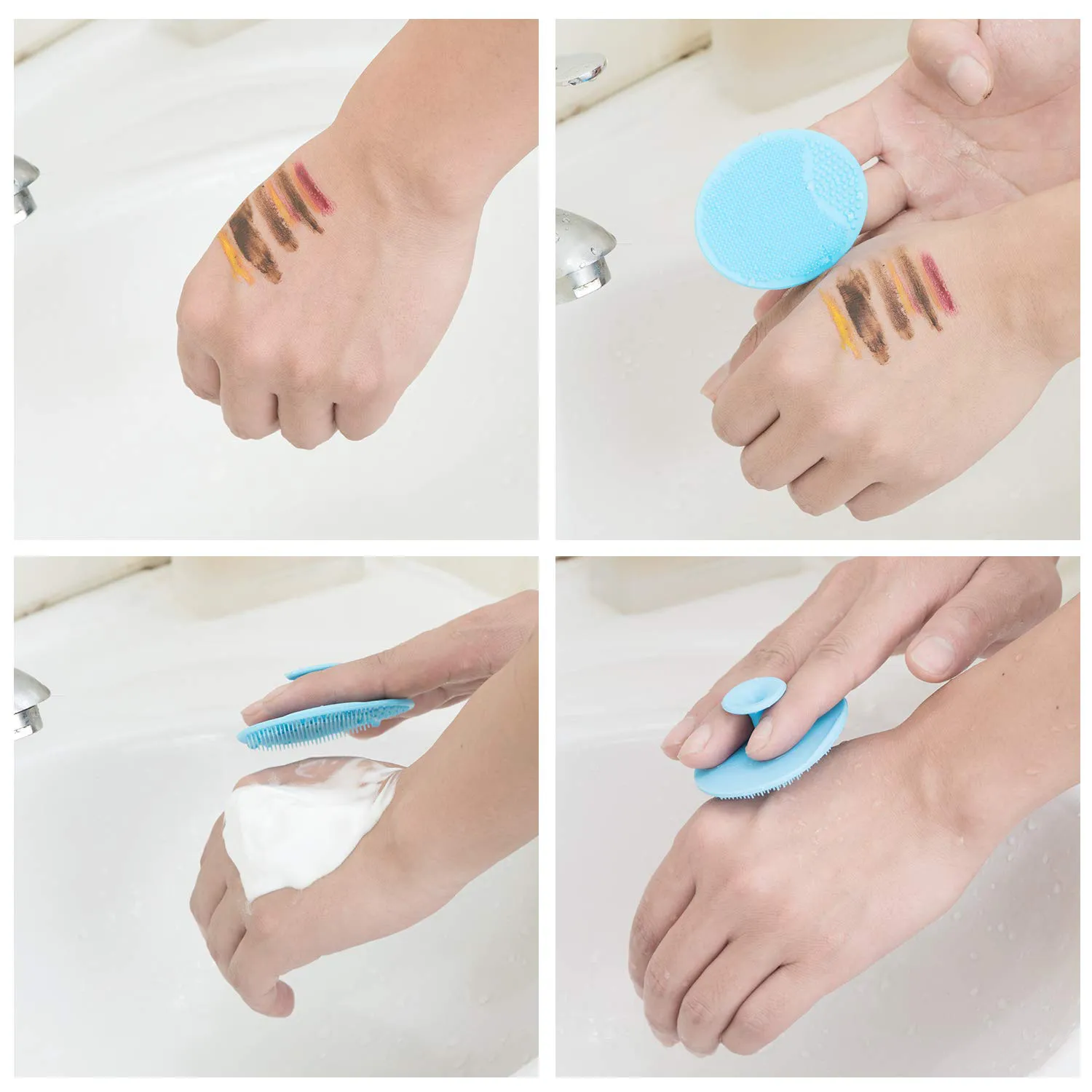 Silicone Face Scrubbers Exfoliator Brush-Facial Cleansing Brush Blackhead Scrubber Exfoliating Brush-Facial Cleansing Pads Precision Pore Cleansing Pad Acne Removing Face Brush-2 Pack, White