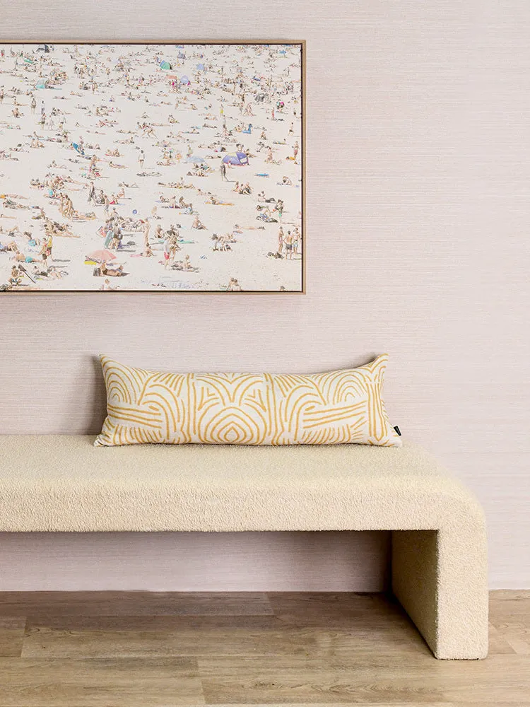 Tiki Hut Mustard Long Lumbar Linen Cushion - 90x30cm