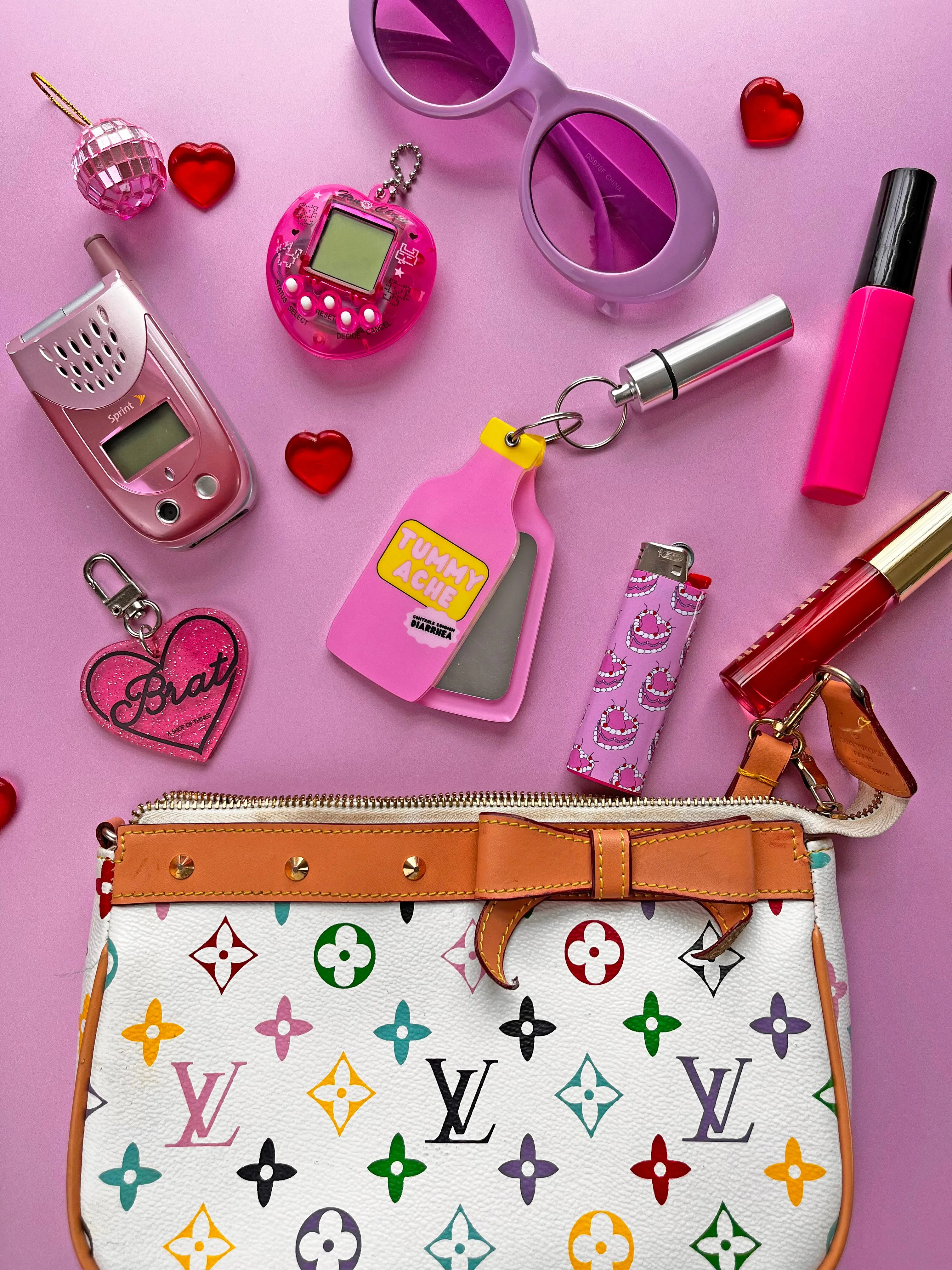 Tummy Hurts Mirror   Pill Case Keychain