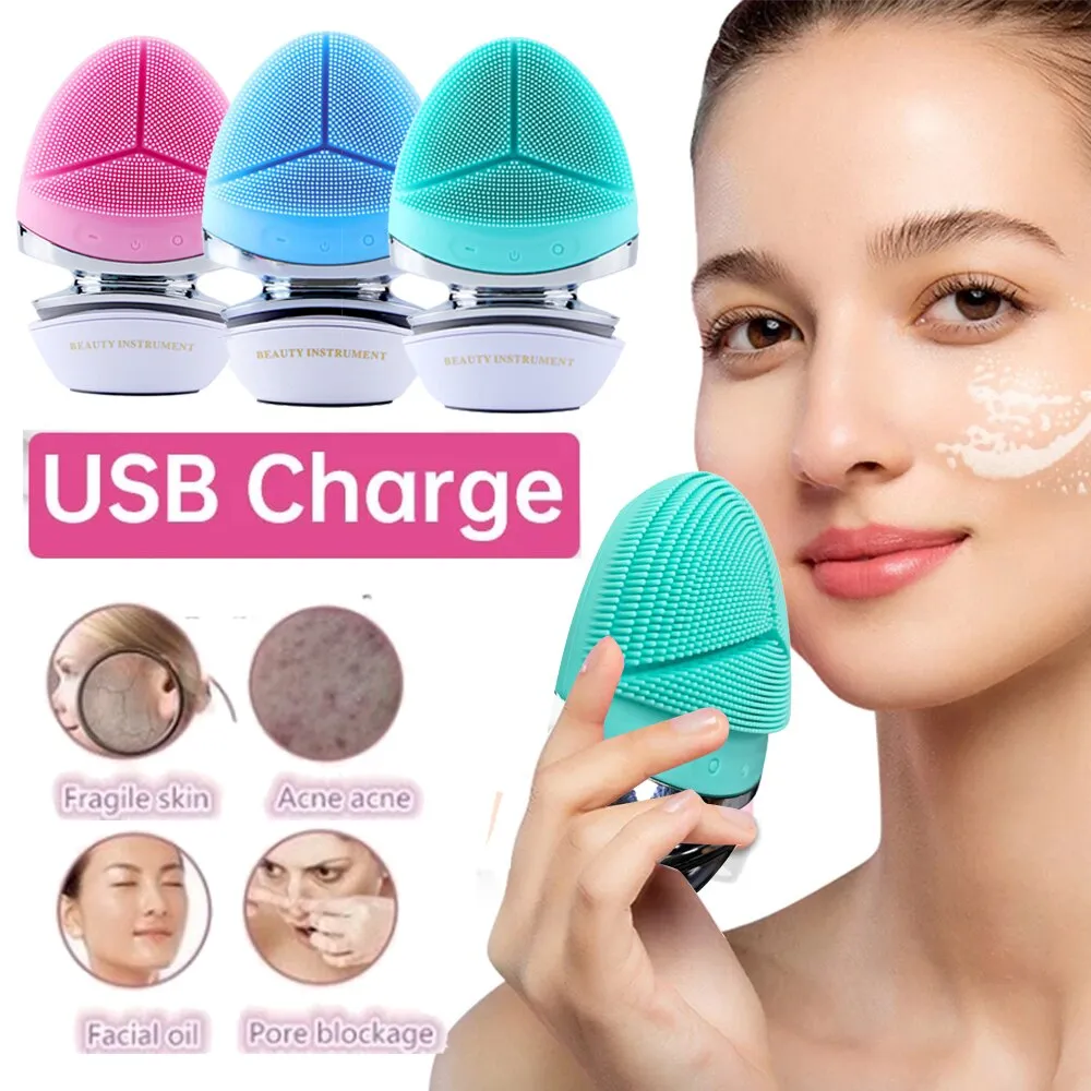 Ultrasonic Silicone Facial Cleansing Brushes Essence Importer Washing and Protecting in One Face Cleaner Beauty Appliances