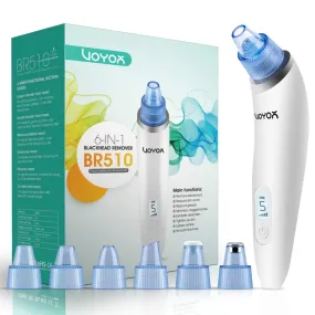 VOYOR Blackhead Remover Pore Vacuum - Blackheads Remover Tools Electric Face Vacuum Pore Cleaner Acne Whiteheads Extractor with 6 Suction Heads and 5 Suction Levels for Men and Women BR510