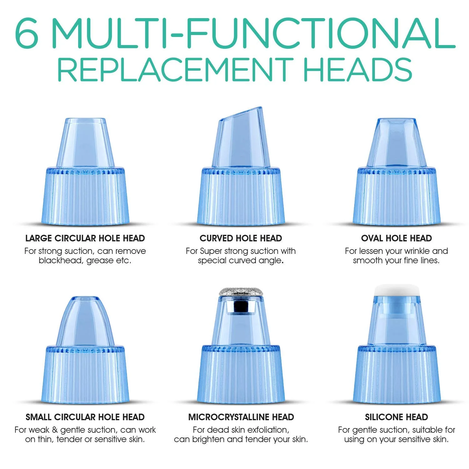VOYOR Blackhead Remover Pore Vacuum - Blackheads Remover Tools Electric Face Vacuum Pore Cleaner Acne Whiteheads Extractor with 6 Suction Heads and 5 Suction Levels for Men and Women BR510