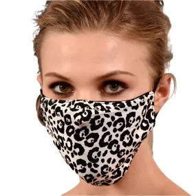 White Leopard Print Face Mask