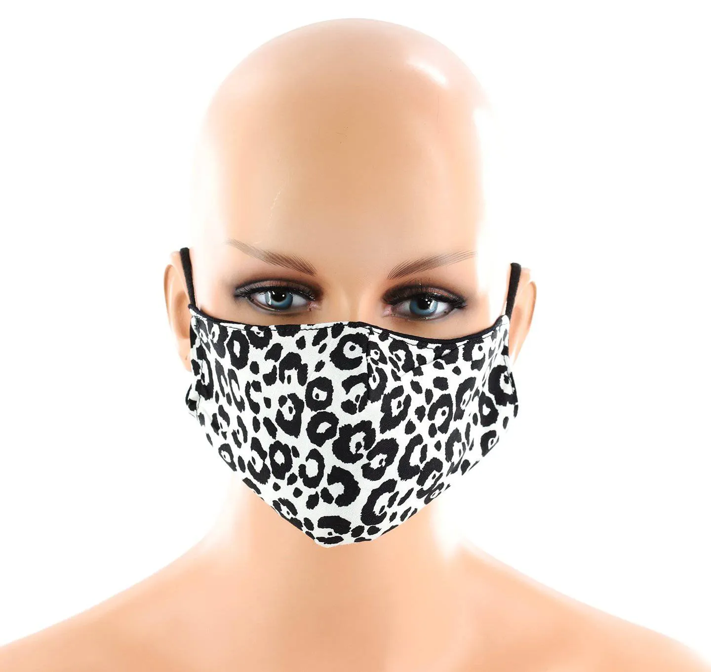 White Leopard Print Face Mask