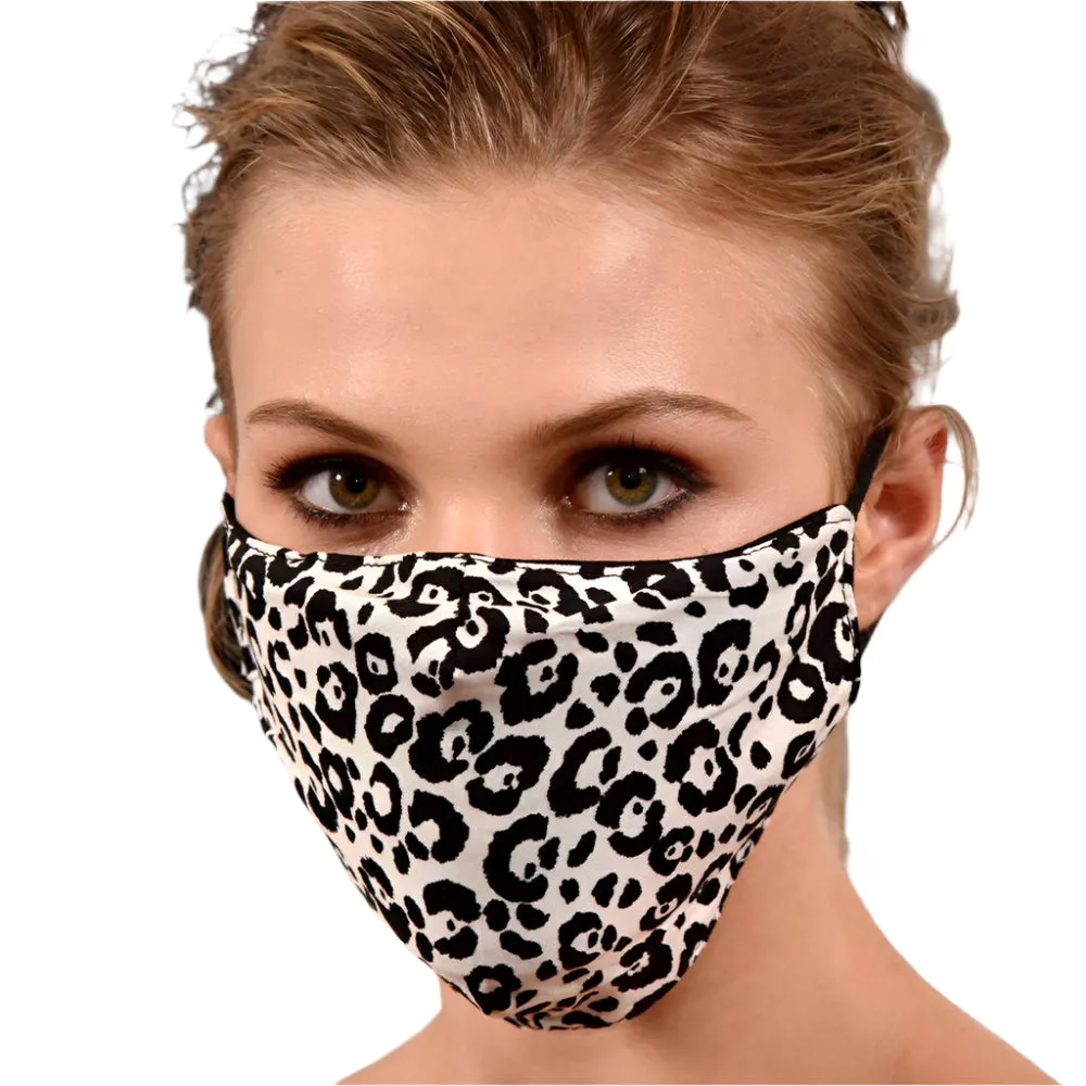 White Leopard Print Face Mask