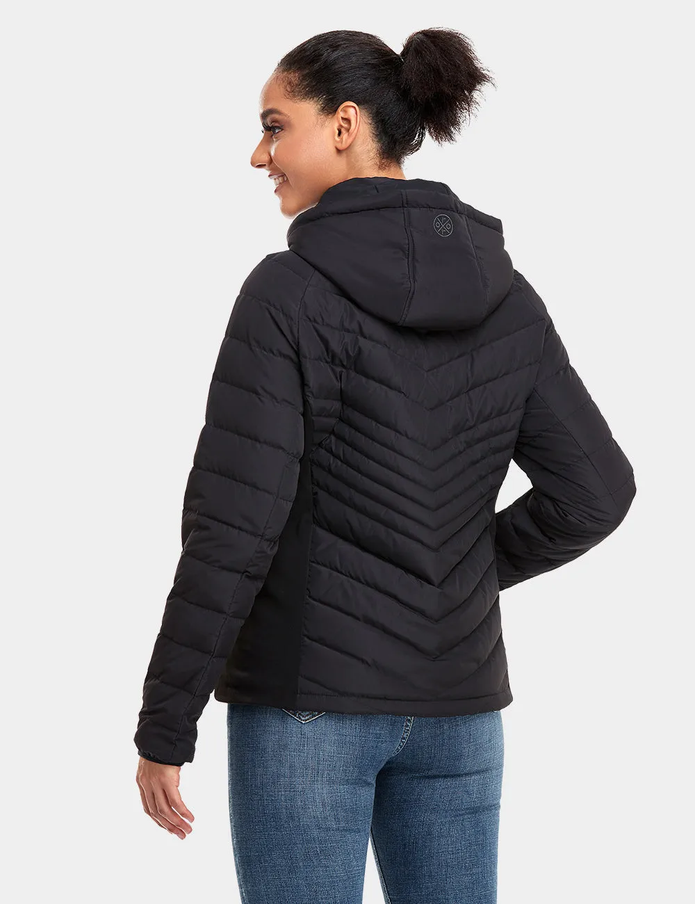 Women's Heated Down Jacket - White / Black