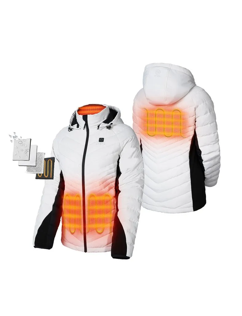 Women's Heated Down Jacket - White / Black