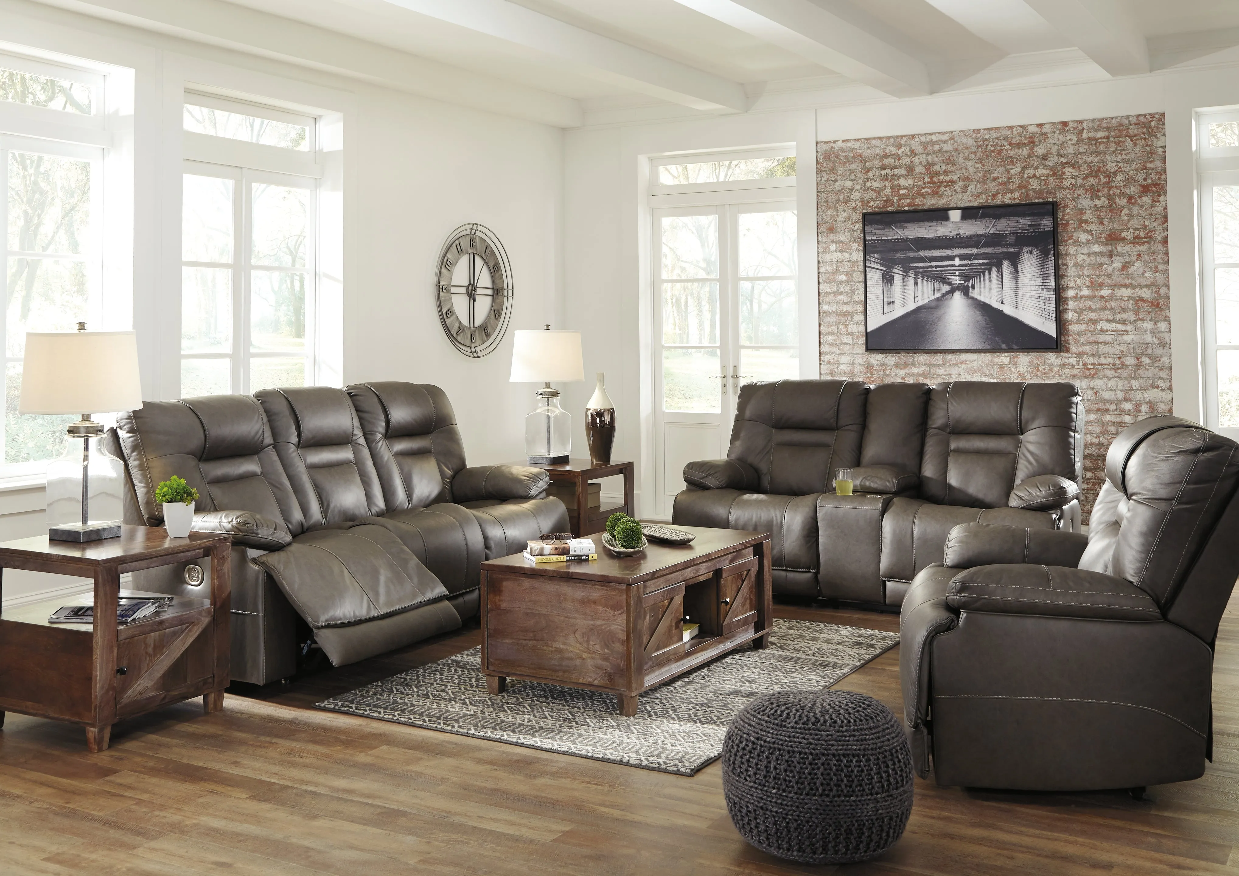 Wurstrow Sofa, Loveseat and Recliner in Smoke